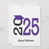 2025 Paarse en zwarte afstudeerfeest Kaart (Voorkant)