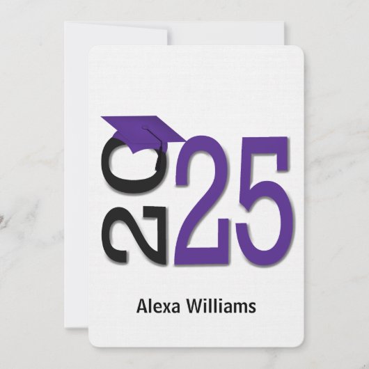 2025 Paarse en zwarte afstudeerfeest Kaart (Voorkant)