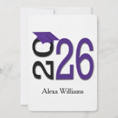 2025 Paarse en zwarte afstudeerfeest Kaart (Voorkant)