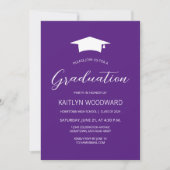 2025 Paarse Witte Pet Modern Graduation Party Kaart (Voorkant)