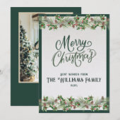 2025 Personalized Merry Christmas Card with Photo Feestdagenkaart (Voorkant / Achterkant)