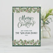 2025 Personalized Merry Christmas Card with Photo Feestdagenkaart (Staand voorkant)