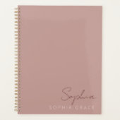 2025 Persoonlijk Moderne Script Stof Roze Planner (Voorkant)