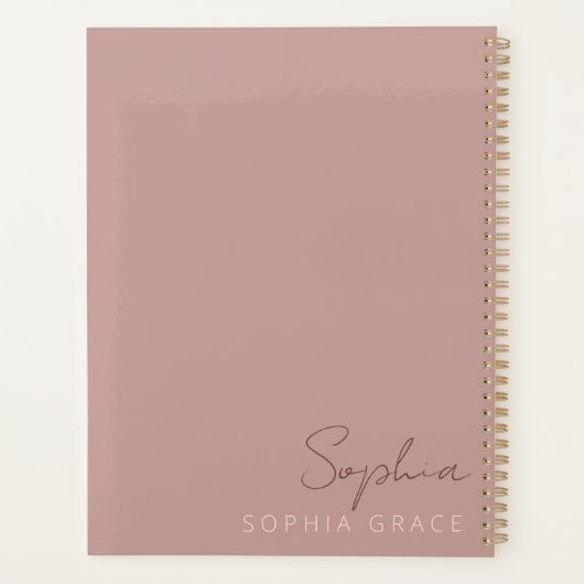 2025 Persoonlijk Moderne Script Stof Roze Planner (Achterkant)