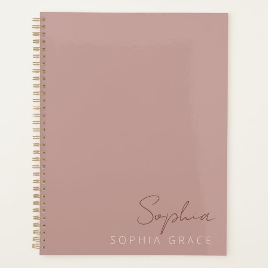 2025 Persoonlijke Moderne Script Stof Roze Planner (Voorkant)