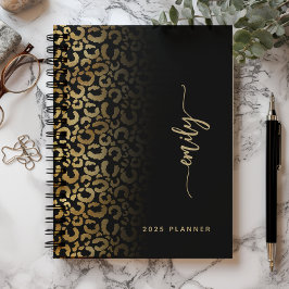 2025 Persoonlijke Zwarte Gouden Luipaard Vlekken Planner