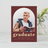 2025 Photo Arch Bourgondië Gouden Afstuderen Aankondiging (Staand voorkant)