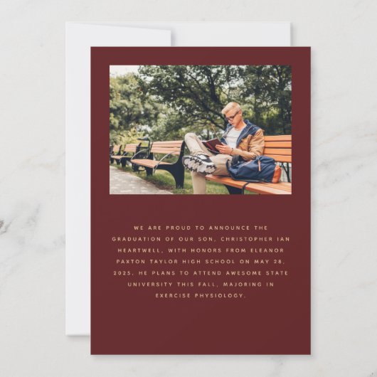 2025 Photo Arch Bourgondië Gouden Afstuderen Aankondiging (Achterkant)