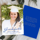 2025 Photo Blue Gold Script Afstudeerder Aankondig Kaart