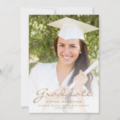 2025 Photo Blush Gold Script Afstudeerder aangekon Kaart (Voorkant)