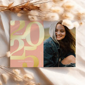 2025 Photo Peach Coral Afstuderen aangekondigd Folie Uitnodiging