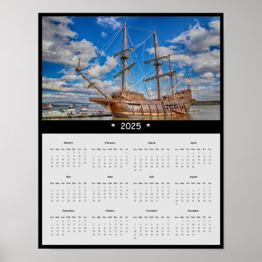 2025 Pirate Boat Muur Kalender Poster (Voorkant)