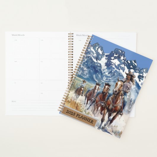 2025 Planner met een cowgirl western thema. (Display)