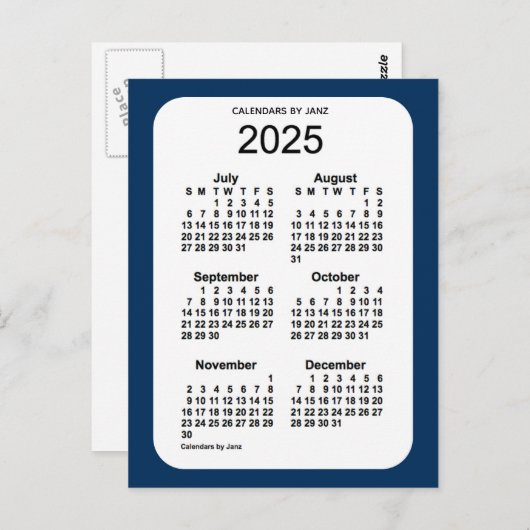 2025 Politiedoos blauw 6 maanden Mini Kalender doo Briefkaart (Voorkant / Achterkant)