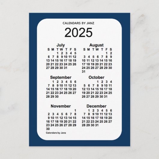 2025 Politiedoos blauw 6 maanden Mini Kalender doo Briefkaart (Voorkant)