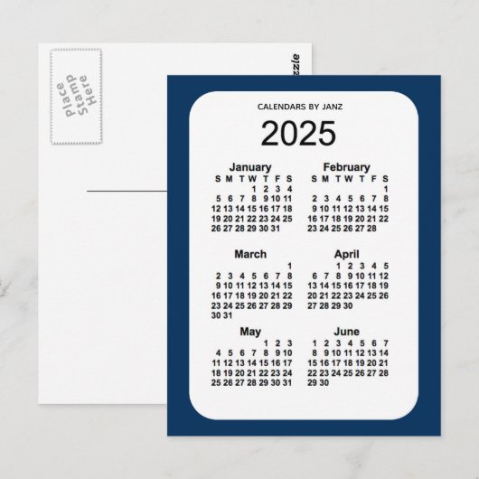 2025 Politiedoos blauw 6 maanden Mini Kalender doo Briefkaart (Voorkant / Achterkant)
