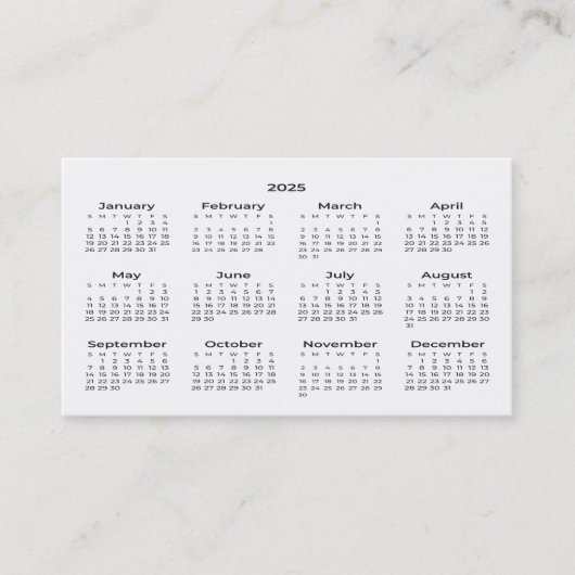 2025 Portefeuillegrootte Kalender Visitekaartje (Voorkant)