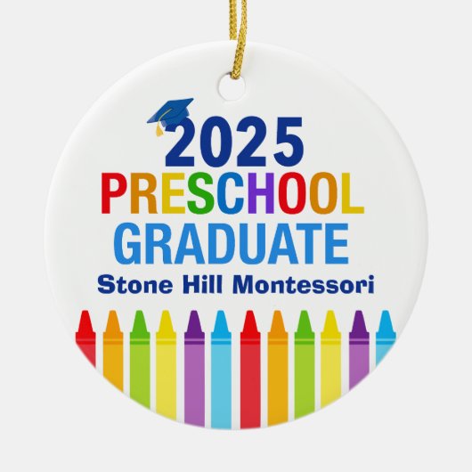 2025 Preschool Afstuderen Schattigee Custom Keepsa Keramisch Ornament (Voorkant)