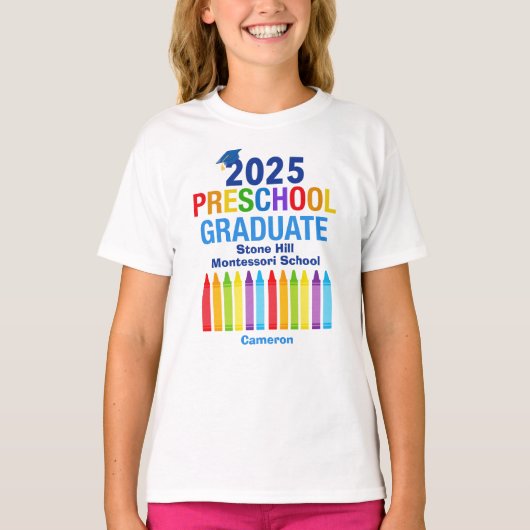 2025 Preschool Afstuderen Schattigee Custom School T-shirt (Voorkant)