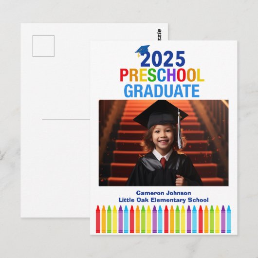 2025 Preschool Foto Aangepast Kinder Afstuderen Briefkaart (Voorkant / Achterkant)