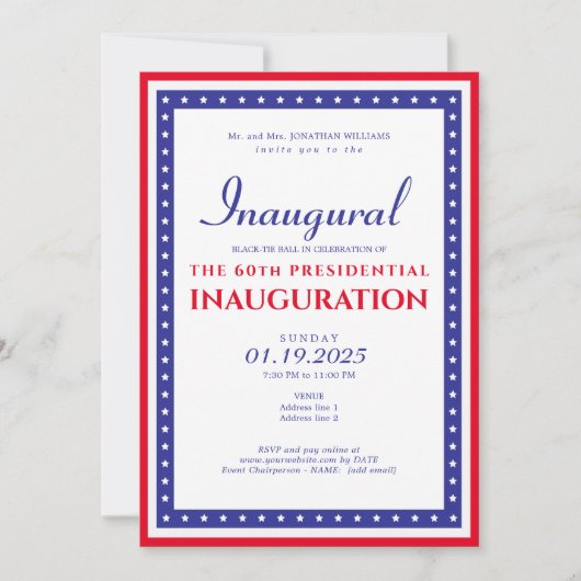 2025 President Donald Trump Inauguratie Partij Kaart (Voorkant)