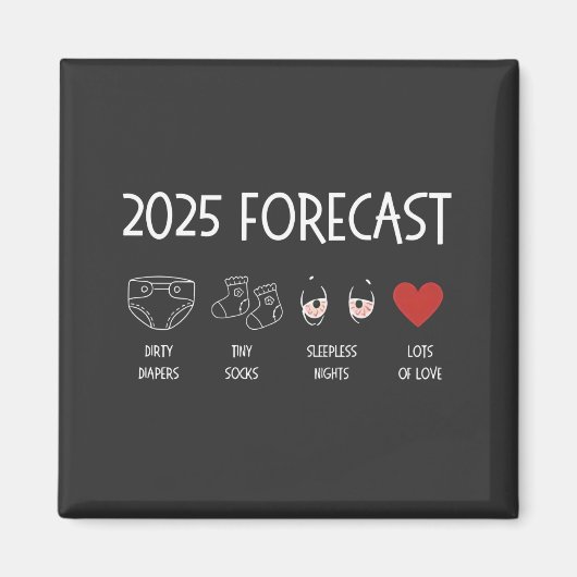2025 Prognose Moeder Worden Nieuw Jaar Magneet (Voorkant)