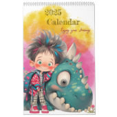 2025 Quirky Boy & Dinosaur Cartoon Kalender (Hoes)