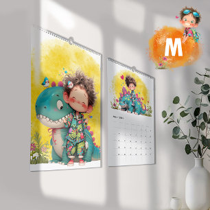 2025 Quirky Boy & Dinosaur Cartoon Kalender
