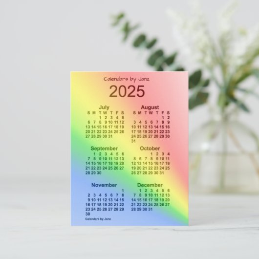 2025 Rainbow 6-mini-kalender van Janz Briefkaart (Staand voorkant)