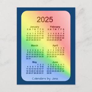 2025 Rainbow Blue 6-maandelijkse agenda van Janz Briefkaart