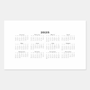 2025 Rechthoekige maandkalender Rechthoekige Sticker