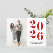 2025 Red Bold Typography Nieuwjaarsfoto Feestdagenkaart (Staand voorkant)