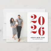 2025 Red Bold Typography Nieuwjaarsfoto Feestdagenkaart (Voorkant)