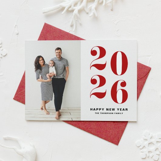 2025 Red Bold Typography Nieuwjaarsfoto Feestdagenkaart