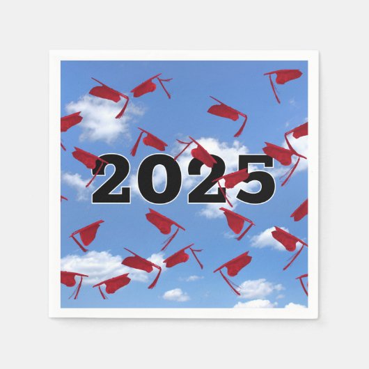 2025 Red Graduation Caps in de lucht Servet (Voorkant)
