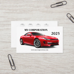 2025 Red Sport Car Pocket Kalender Visitekaartje