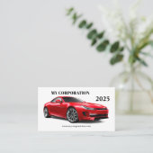 2025 Red Sport Car Pocket Kalender Visitekaartje (Staand voorkant)