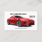 2025 Red Sport Car Pocket Kalender Visitekaartje (Voorkant)