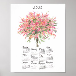 2025 Regenboog Shower Boom Watercolor Kalender Poster