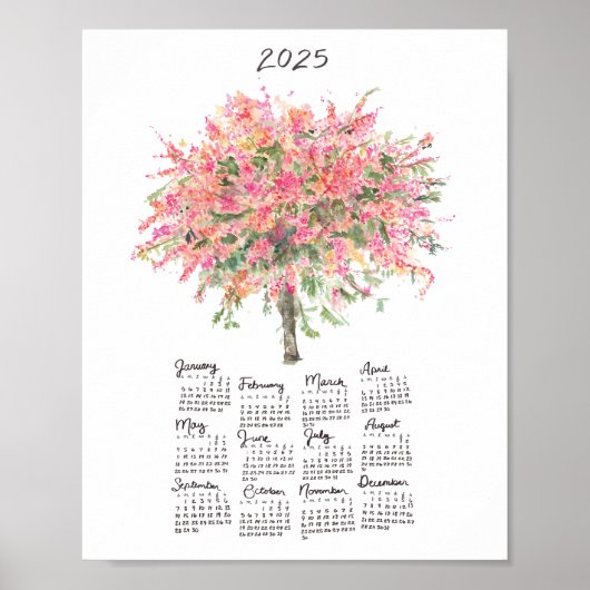2025 Regenboog Shower Boom Waterverfkalender Poster (Voorkant)
