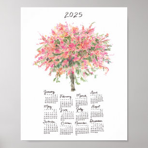 2025 Regenboog Showerboom Aquarel Kalender Poster