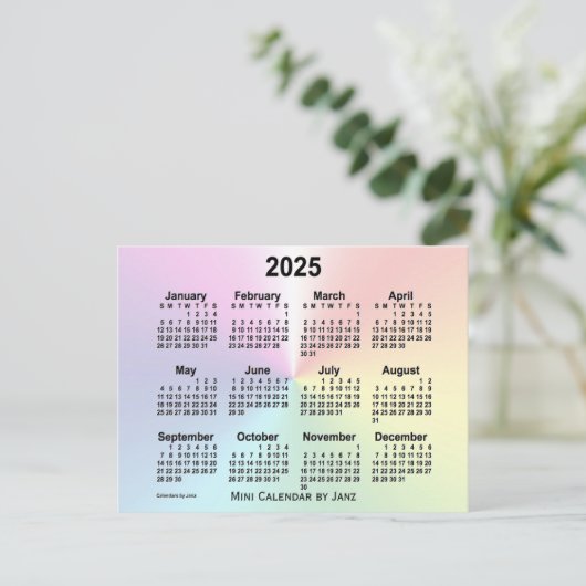 2025 Regenboogwolk Mini-kalender van Janz Briefkaart (Staand voorkant)