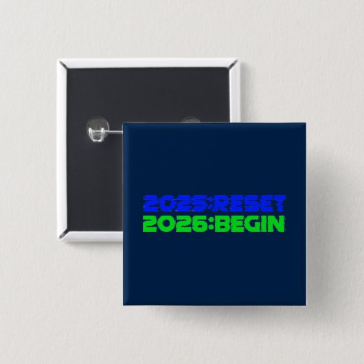 2025:RESET/2026:BEGIN Knop Vierkante Button 5,1 Cm (Voorkant /achterkant)