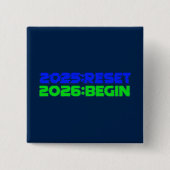 2025:RESET/2026:BEGIN Knop Vierkante Button 5,1 Cm (Voorkant)