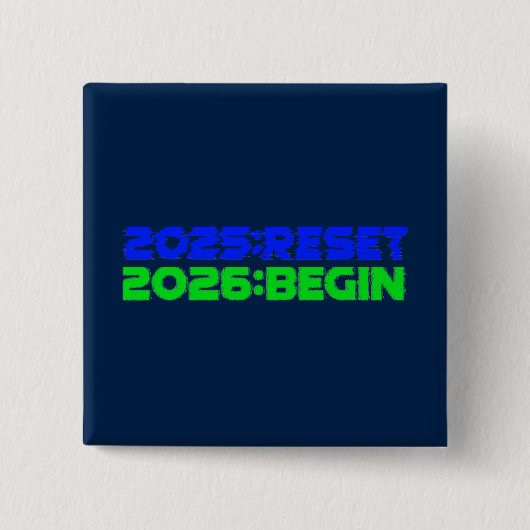 2025:RESET/2026:BEGIN Knop Vierkante Button 5,1 Cm (Voorkant)