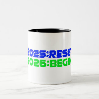 2025:RESET/2026:BEGIN Mug Tweekleurige Koffiemok
