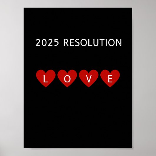 2025 RESOLUTIE LIEFDE Rode harten Muur kunst Poster (Voorkant)