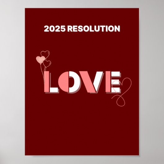 2025 RESOLUTIE LIEFDE Roze harten Muur kunst Poster (Voorkant)