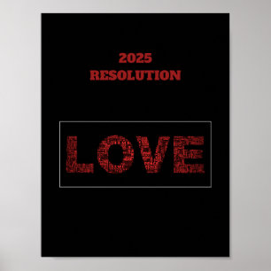 2025 RESOLUTIE LOVE Modern rood design Poster