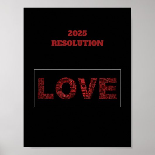 2025 RESOLUTIE LOVE Modern rood design Poster (Voorkant)